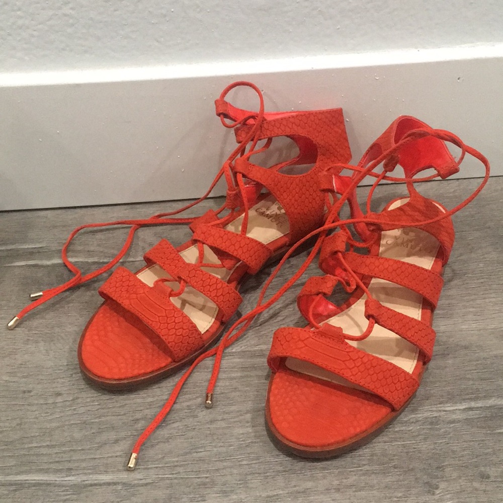 Vince Camuto Red Orange Gladiator Sandal - Picture 2 of 5